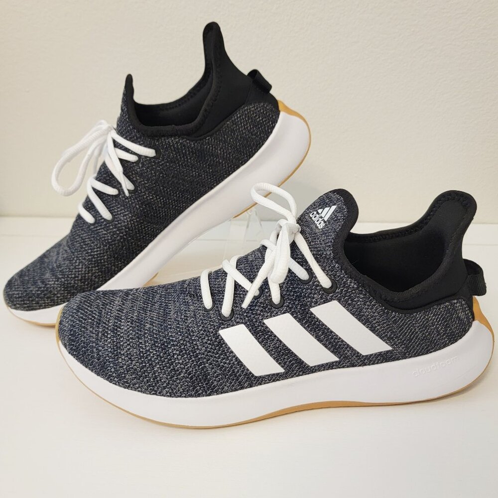 adidas Cloudfoam Pure Women’s Sz 11 Sneakers Shoes IG2530 Black/White Gum EUC